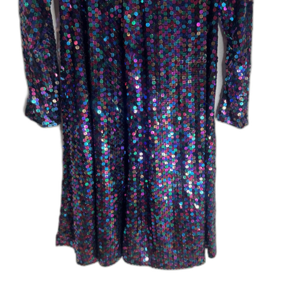 Blacktie Oleg Cassini Dress Womens 14 Sequin Long Sleeve Cocktail Multicolor 90s - Picture 3 of 15